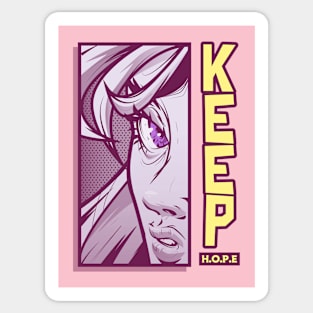 Keep Hope Anime Girl Face Sticker